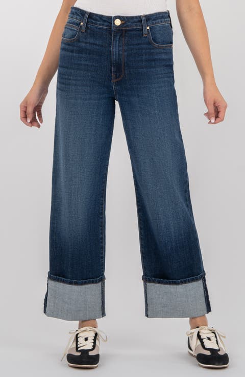 Sienna Cuffed High Waist Relaxed Straight Leg Jeans (Clarity)