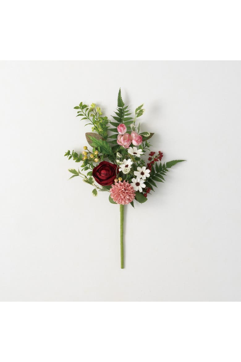 Sullivan's Christmas Mixed Floral Pick, Green Faux Floral Stem for Arrangements, Weddings, Home and Holiday Decoration, 18.5 Inch, Main, color, green