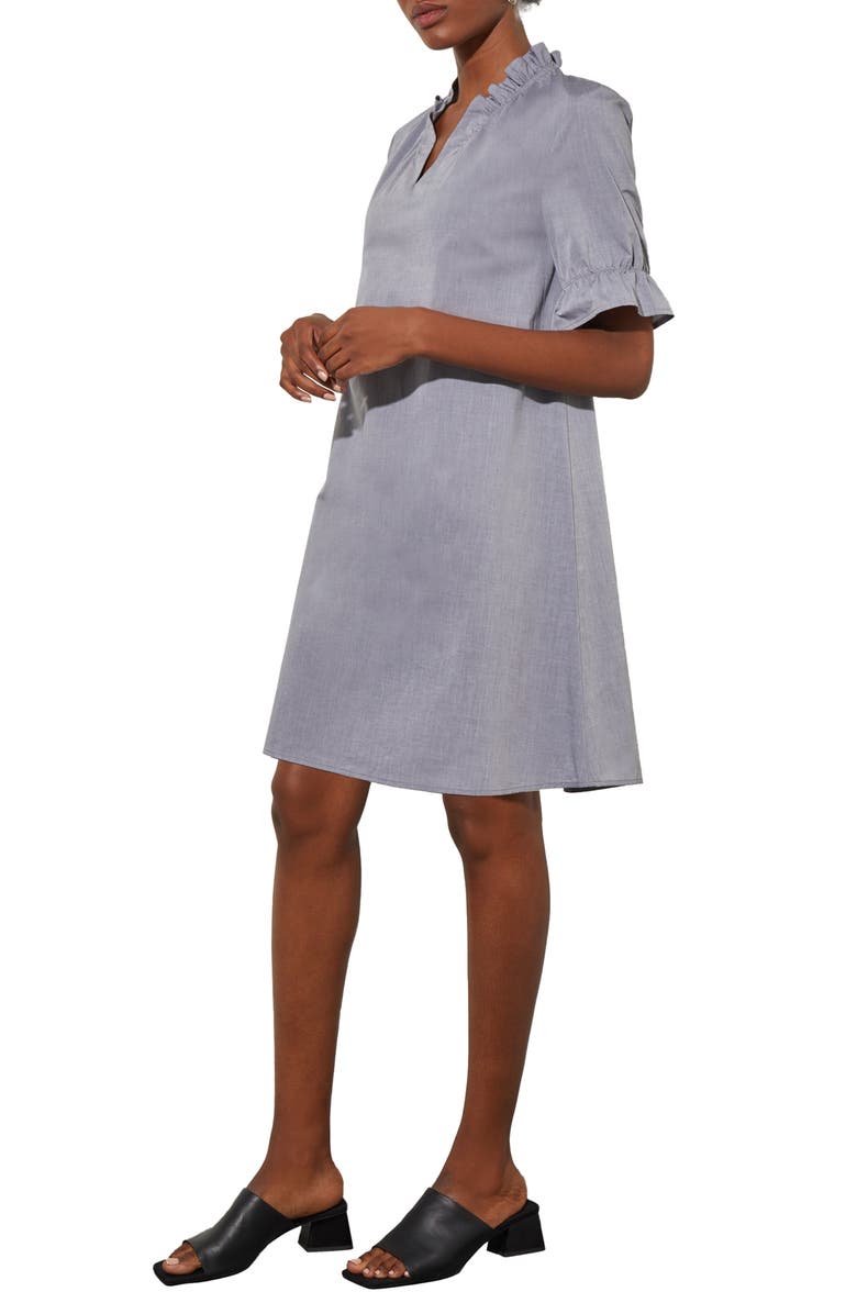 Ming Wang Ruffle Sleeve Cotton Shift Dress, Alternate, color,