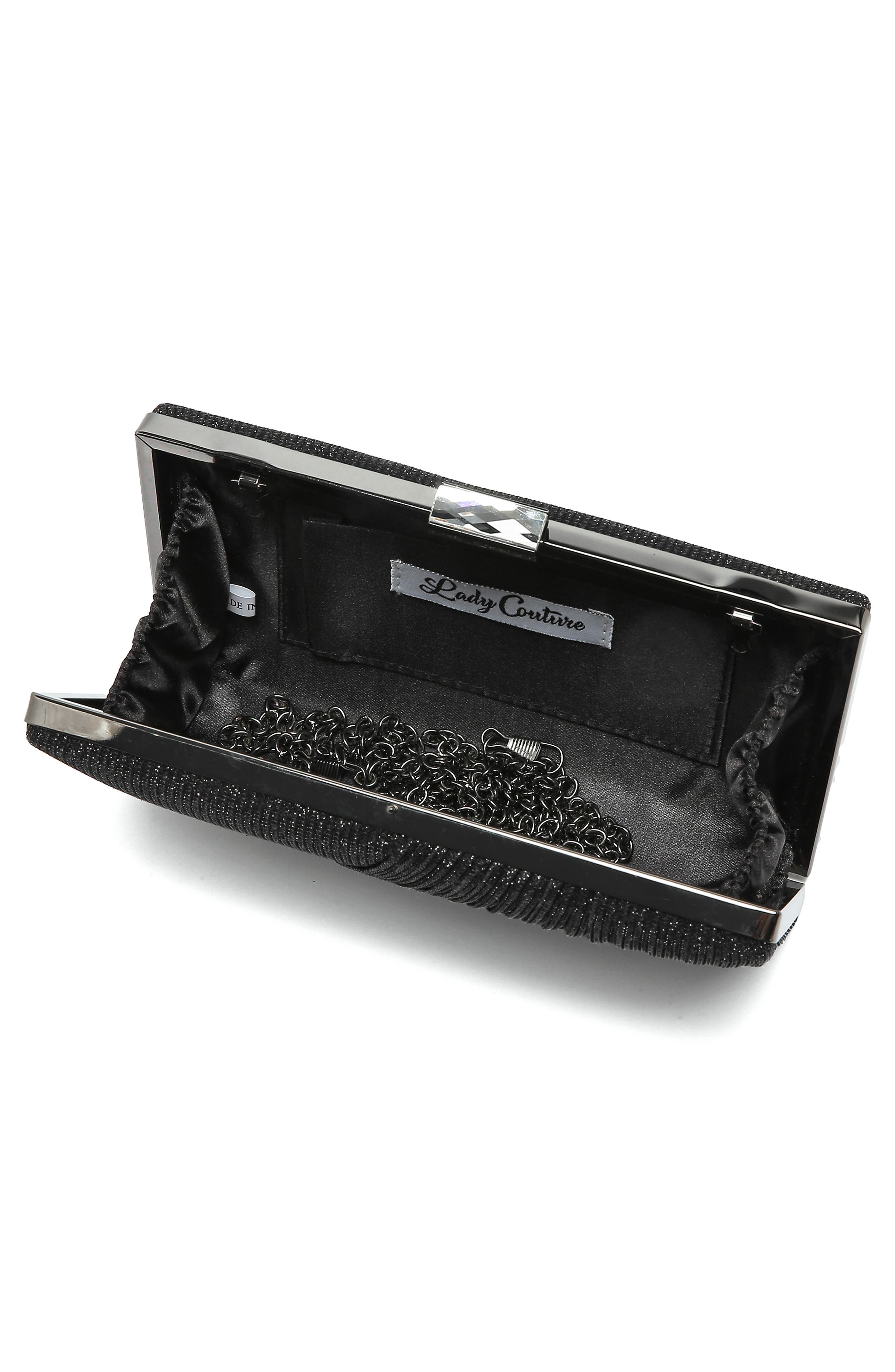 LADY COUTURE Suzie Glitter Clutch, Alternate, color, Black
