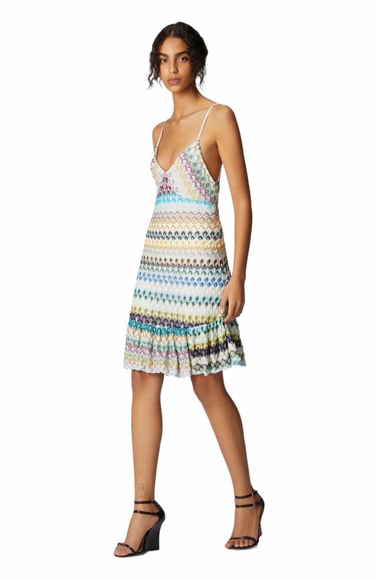Missoni Sleeveless Mini Dress With Lace Tiered Skirt, Alternate, color, Multicoloured