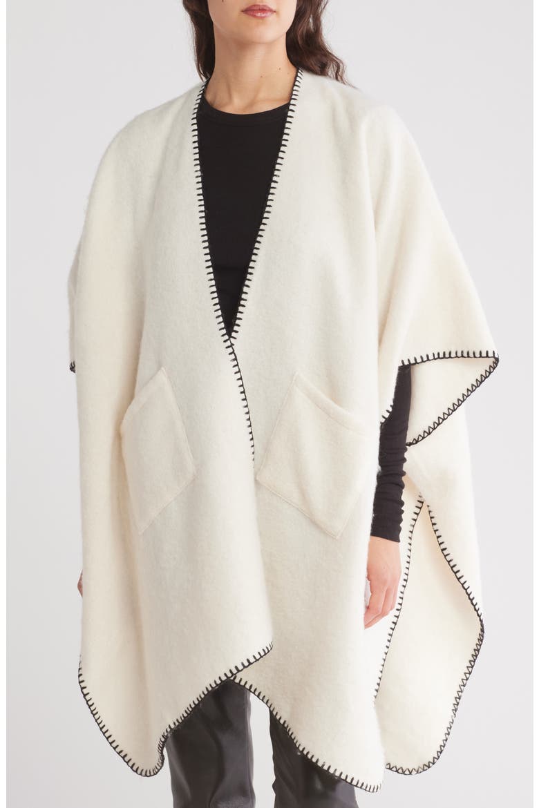 Whipstitch Open Front Cardigan, Main, color, IVORY