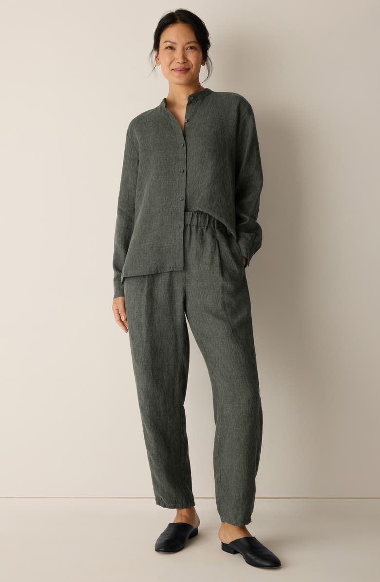 Eileen Fisher Pleated Organic Linen Lantern Ankle Pants, Alternate, color, Bay Leaf
