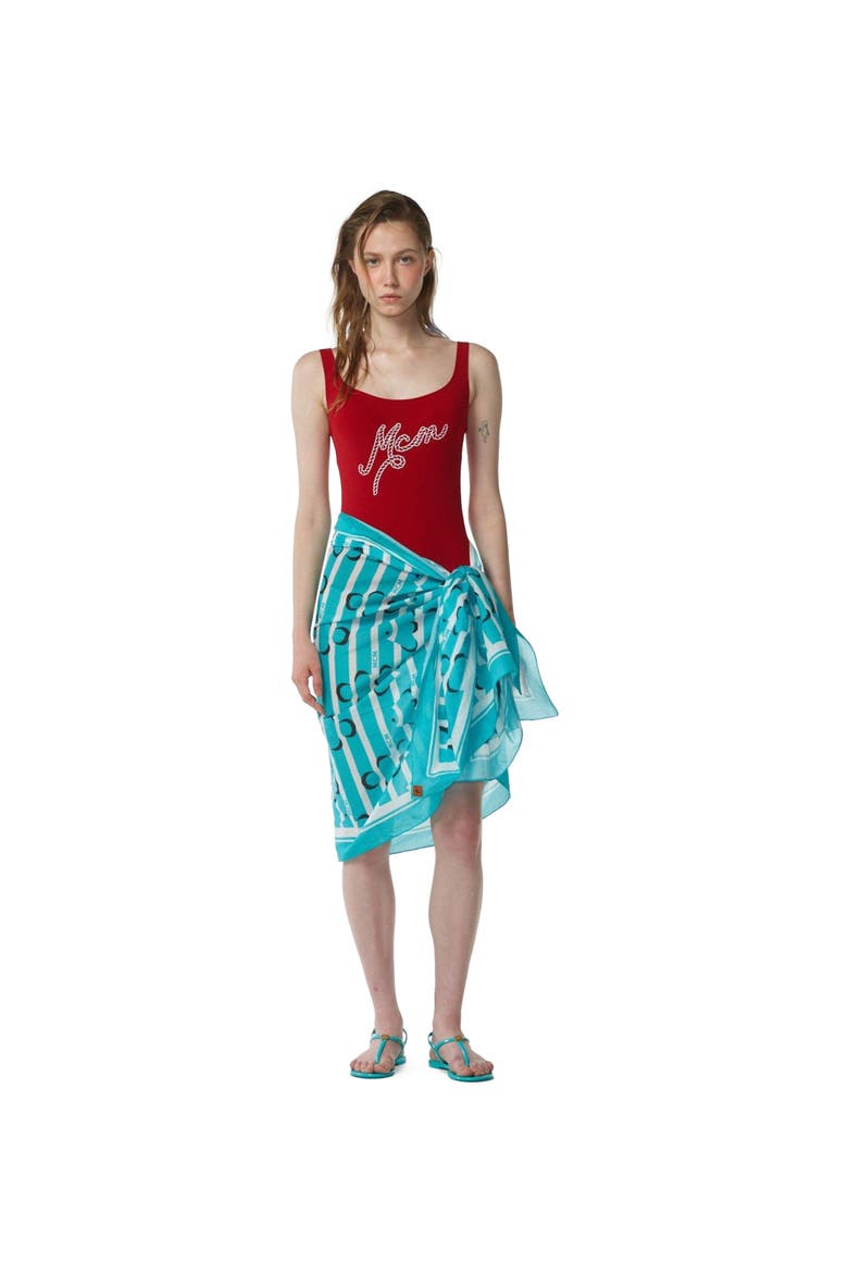 Logo Print Swimsuit, Alternate, color, Candy Red