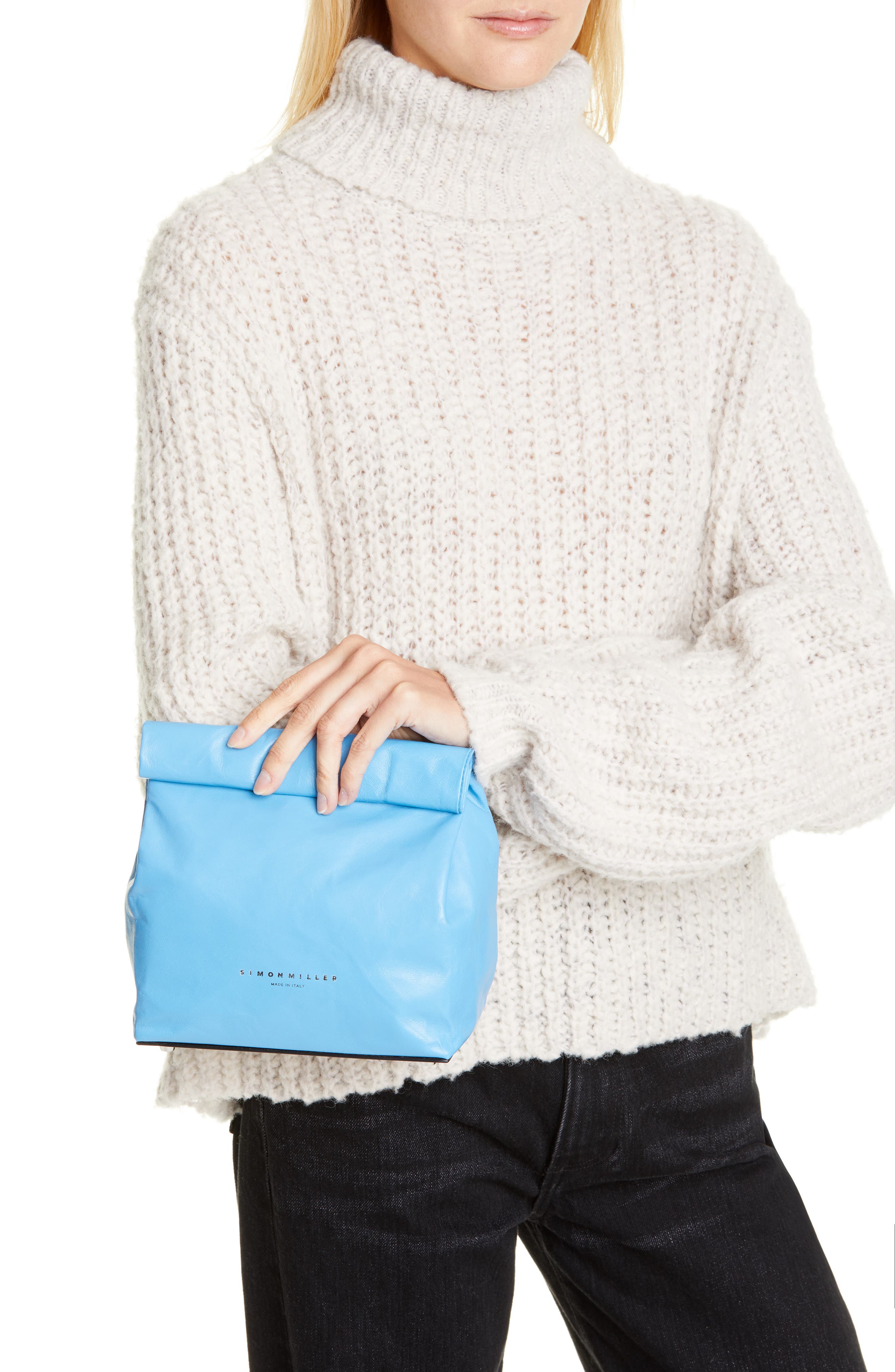Simon Miller Lunchbag Leather Roll Top Clutch, Alternate, color, 