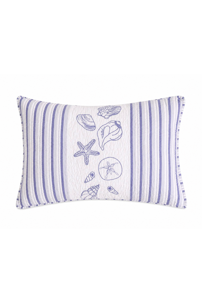 Seaside Shells 100% Cotton Standard Pillow Sham 20" x 26", Main, color, Blue