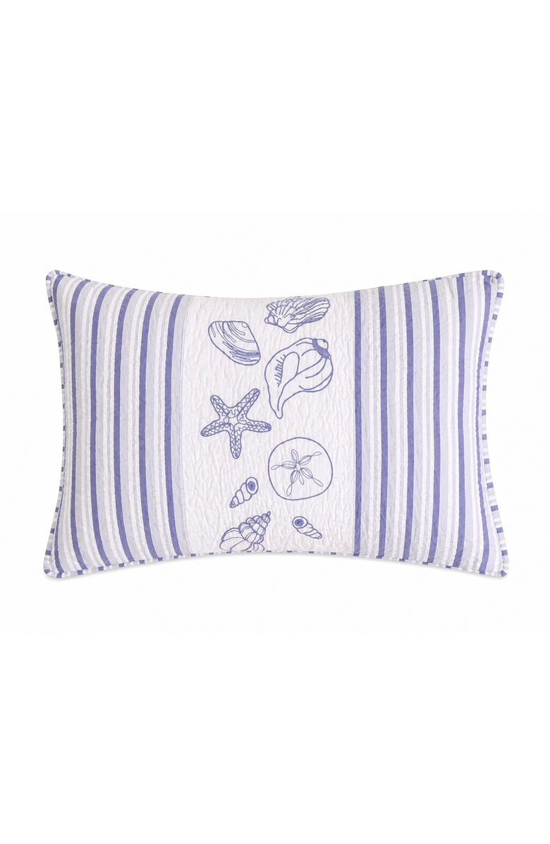 C&F Home Seaside Shells 100% Cotton Standard Pillow Sham 20" x 26", Main, color, Blue