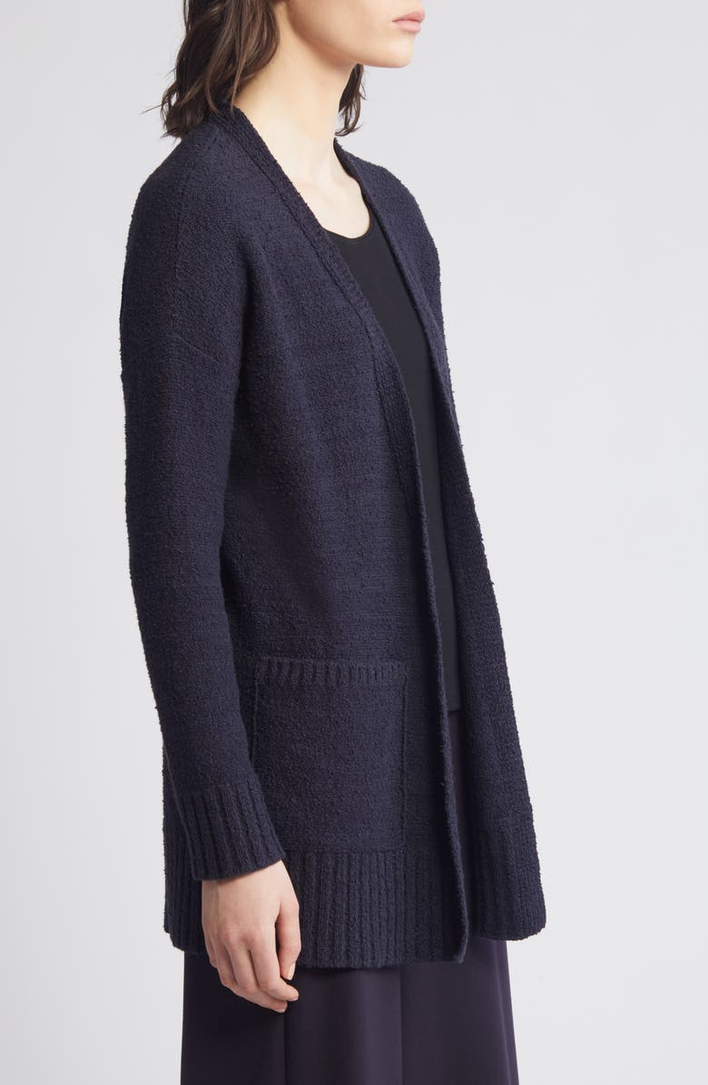 Eileen Fisher Organic Cotton Bouclé Cardigan, Alternate, color, Nocturne
