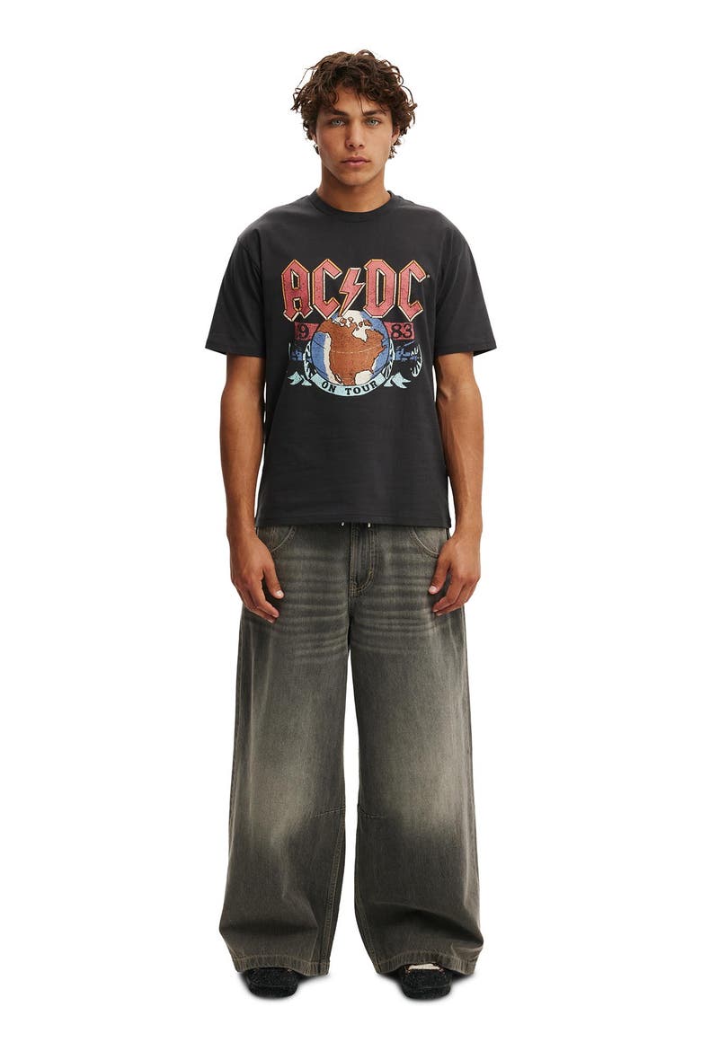 Men's Premium Loose Fit Music T-Shirt, Alternate, color, Washed Black - Ac Dc - On