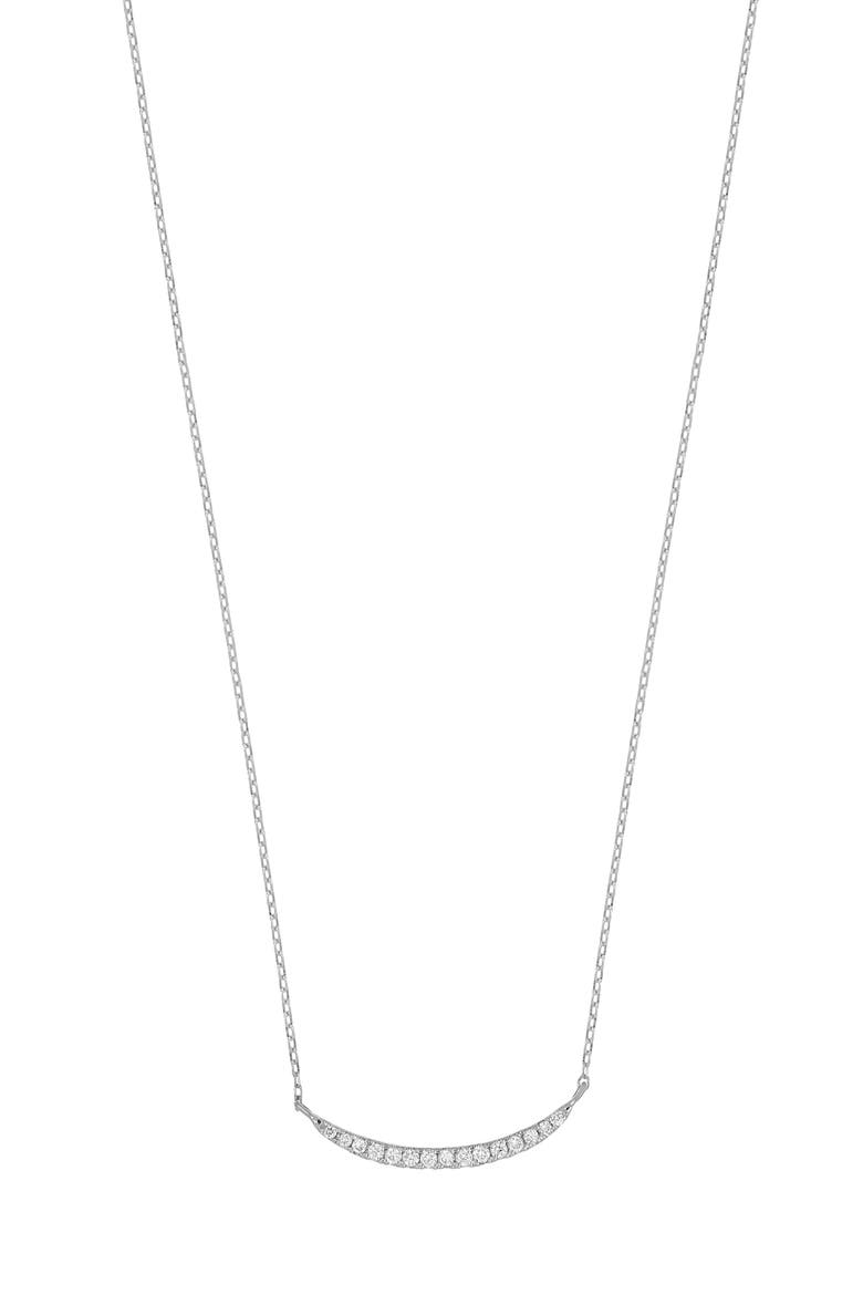 Diamond Curved Pendant Necklace - 0.09ct. (Nordstrom Exclusive), Main, color, 14K WHITE GOLD