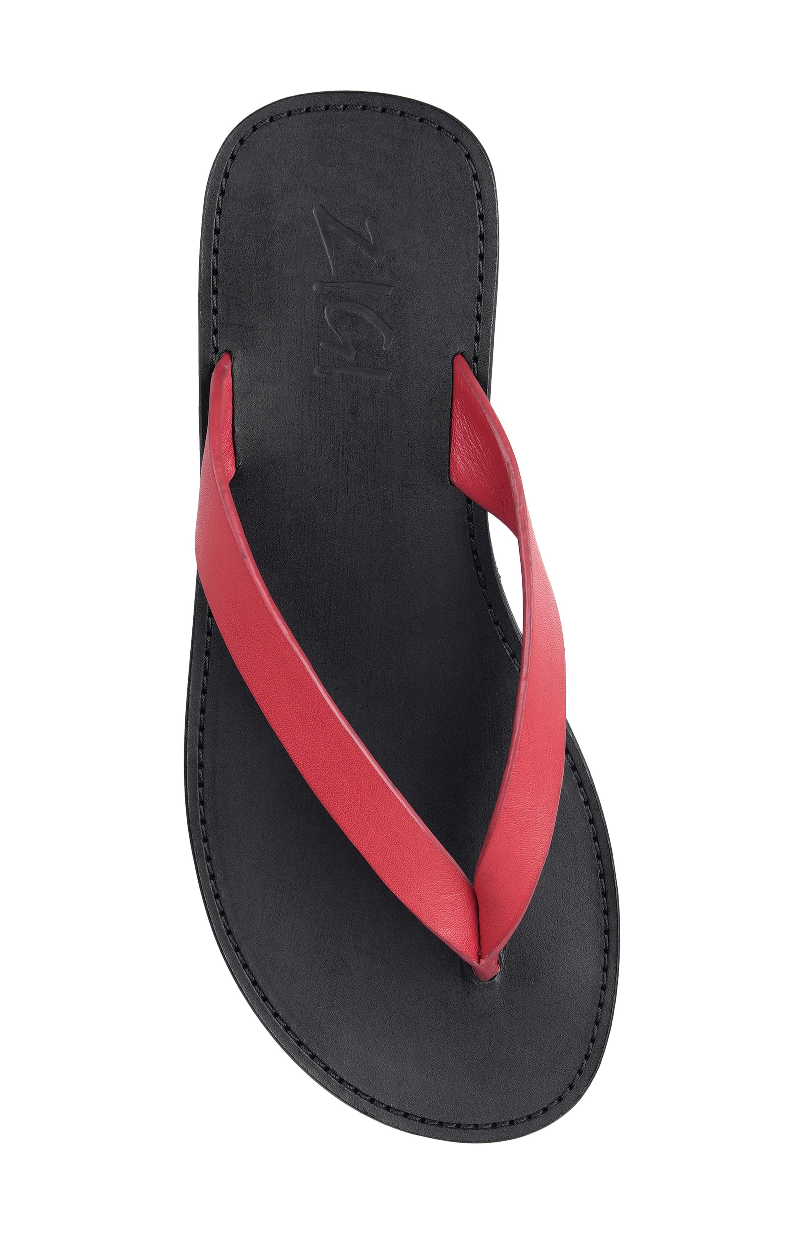 Beachtime Leather Flip Flop, Alternate, color, REDLT