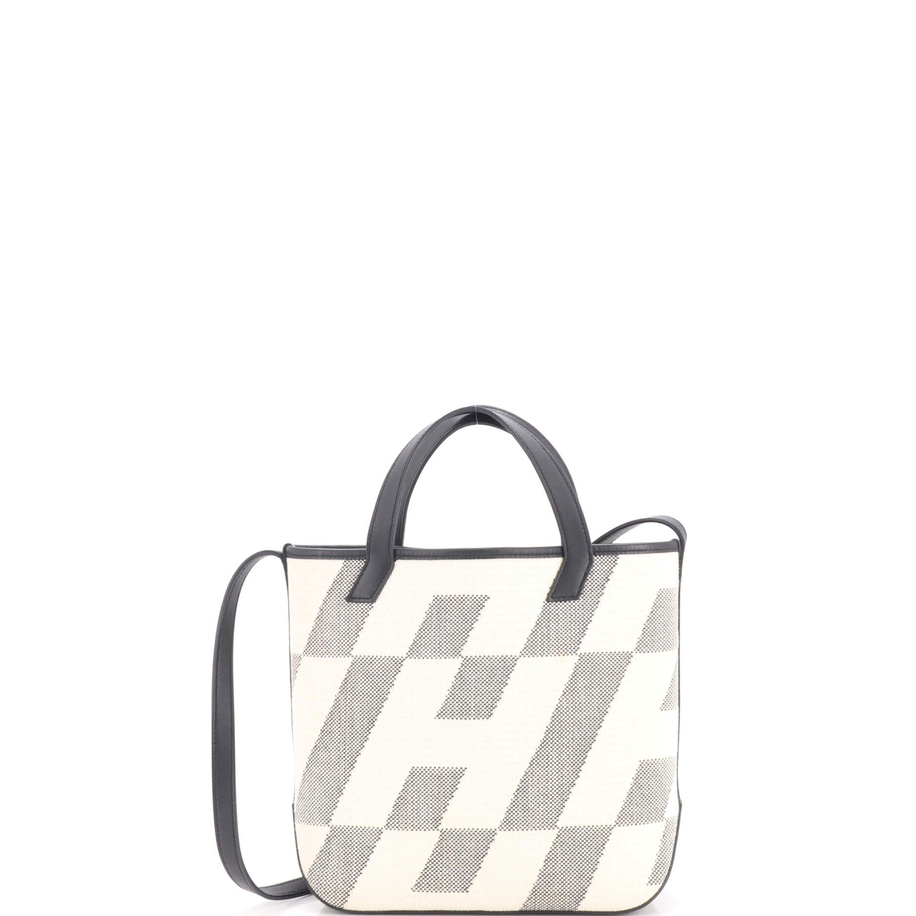 Cabas H en Biais Tote Canvas with Leather 27, Main, color, Black