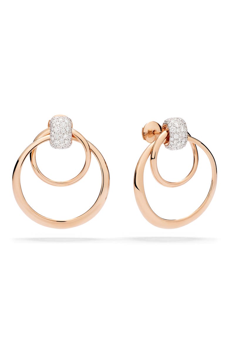 Together 18K Gold Diamond Pavé Earrings, Main, color, ROSE GOLD/ DIAMOND
