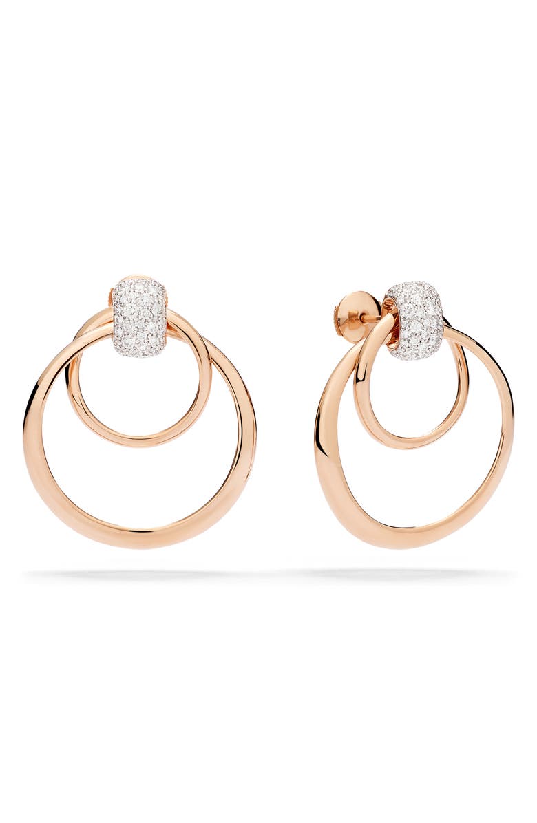Pomellato Together 18K Gold Diamond Pavé Earrings, Main, color, Rose Gold/ Diamond