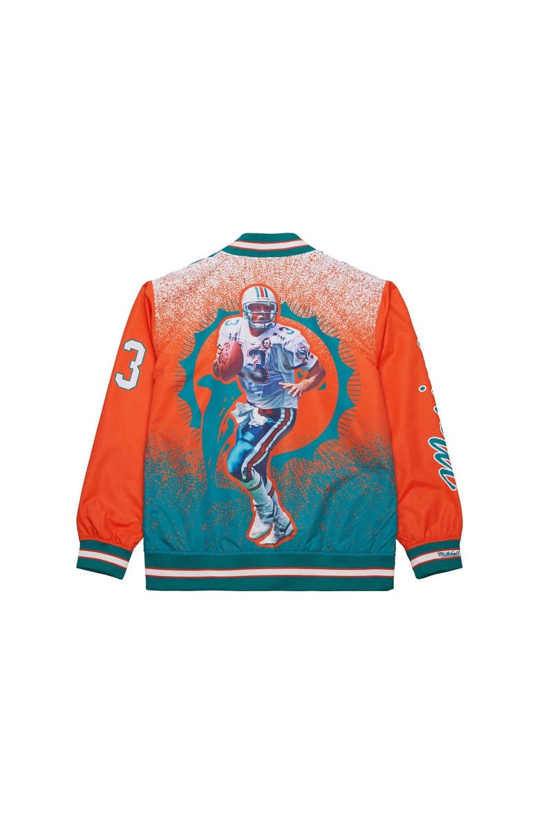 Mitchell & Ness Men's Mitchell & Ness Dan Marino Aqua Miami Dolphins Retired Player Graphic Full-Zip Satin Jacket, Alternate, color, Aqua