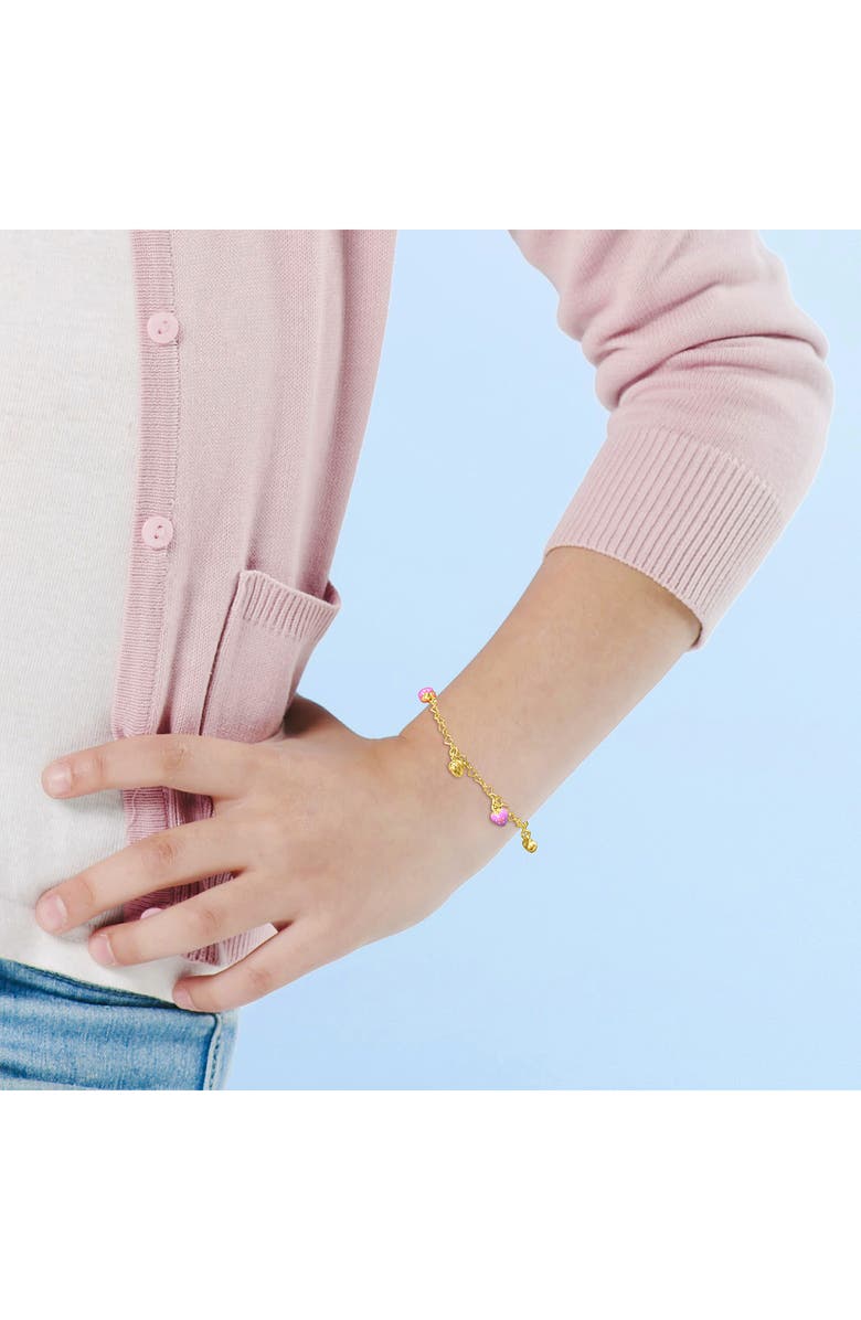 DELMAR Enamel Heart Charm Bracelet, Alternate, color, Gold/Pink