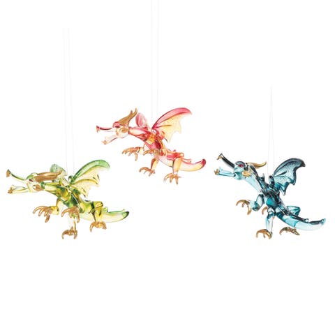 Flying Dragon Mini Christmas Tree Ornament Set of 3