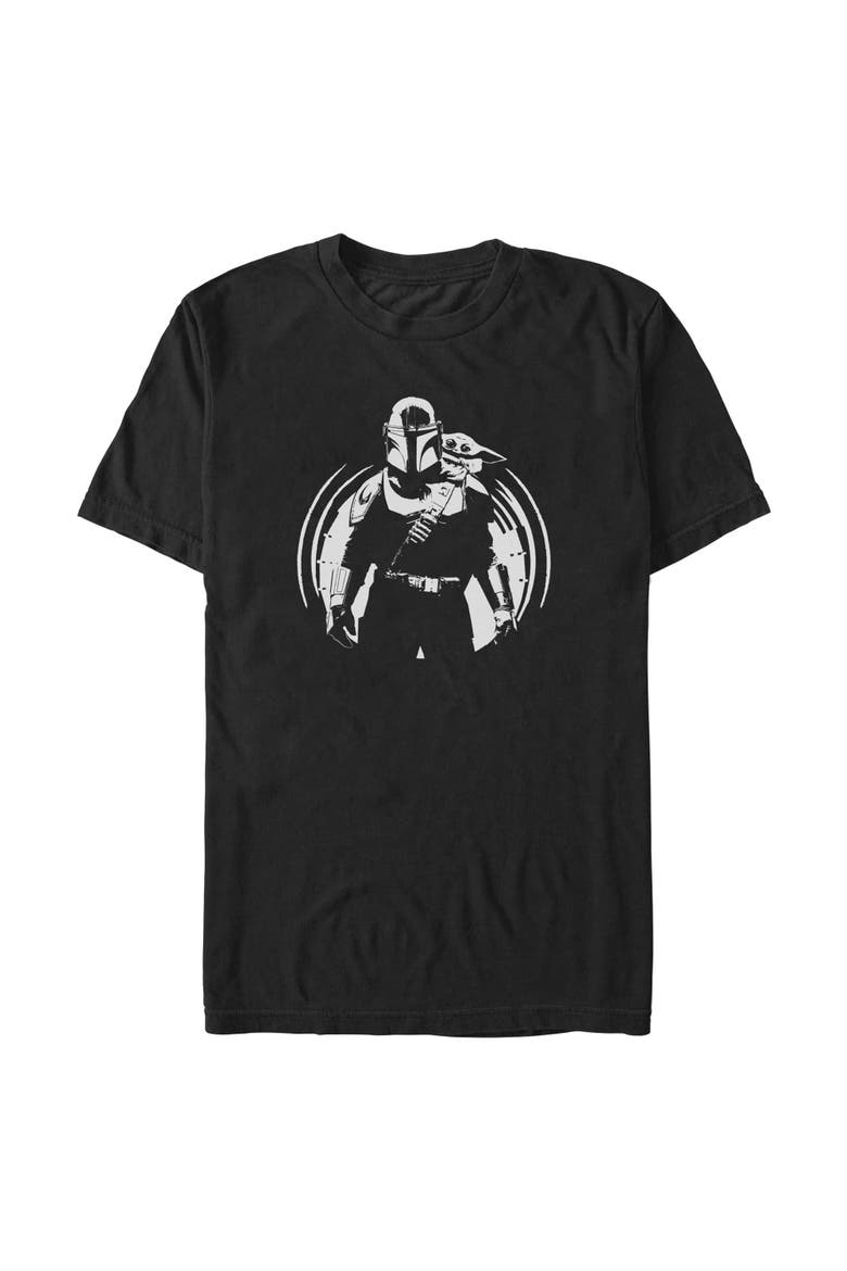 Men's Star Wars The Mandalorian and Grogu Black and White Sketch  Graphic T-Shirt, Main, color, Black