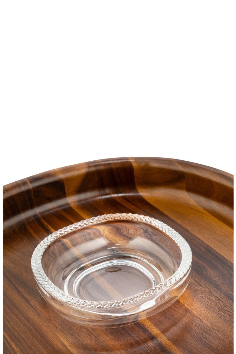 Wood & Glass Chip & Dip Set, Alternate, color, BROWN