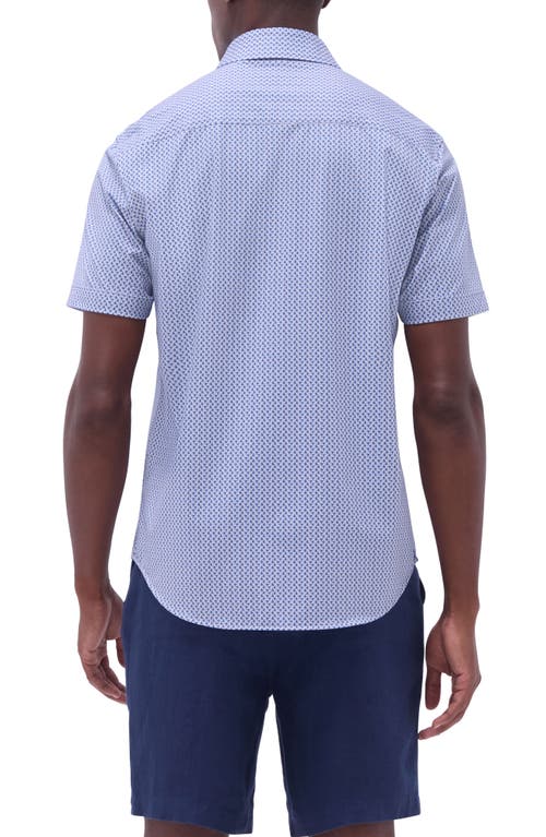 Bugatchi Miles Ooohcotton® Heart Print Short Sleeve Button-up Shirt In Cobalt