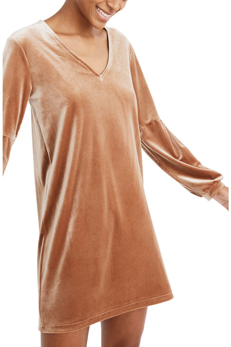 Balloon Sleeve Velvet Dress, Main, color, BURNT SIENNA