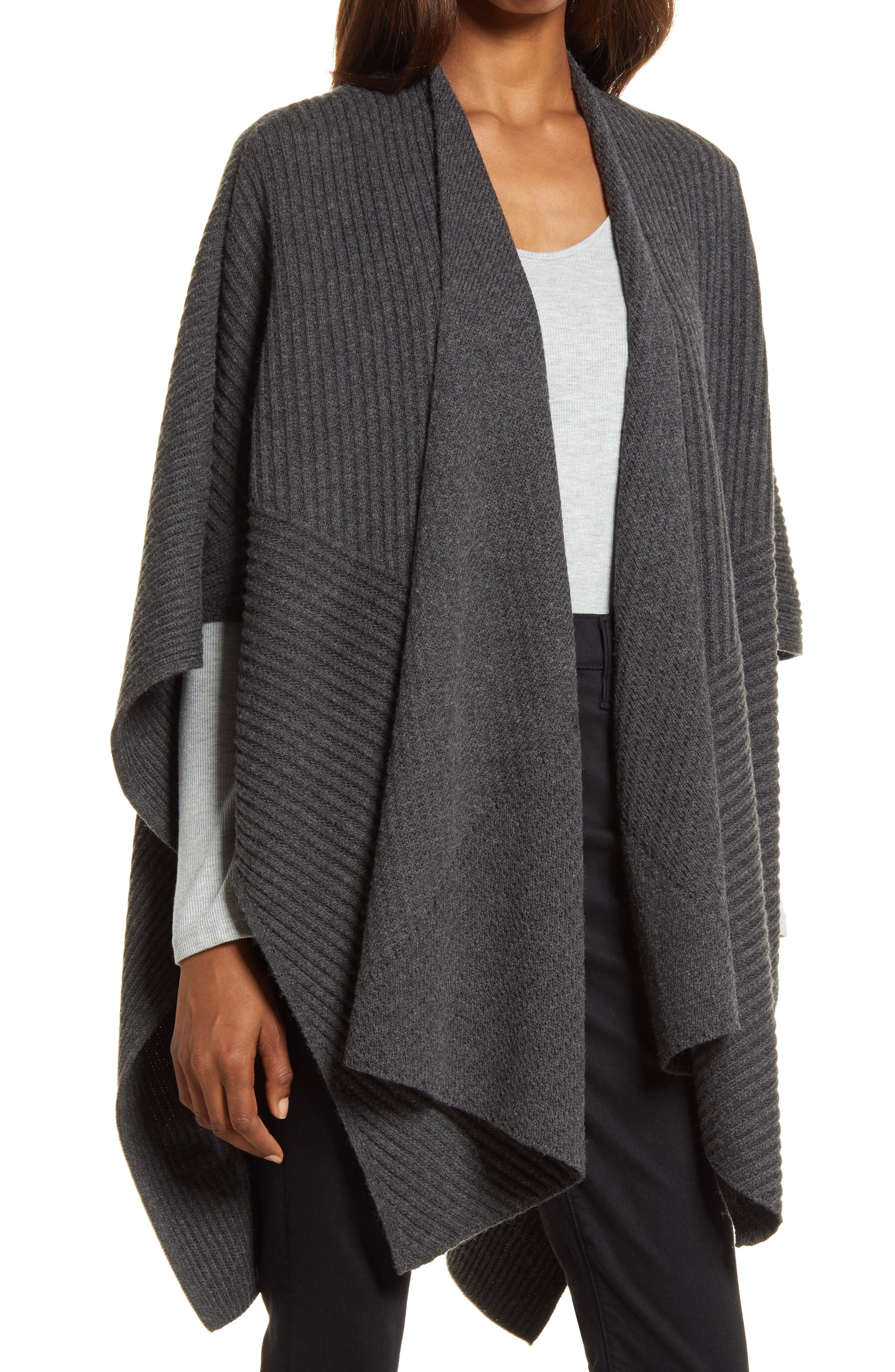 AllSaints Rib Knit Ruana | Nordstrom