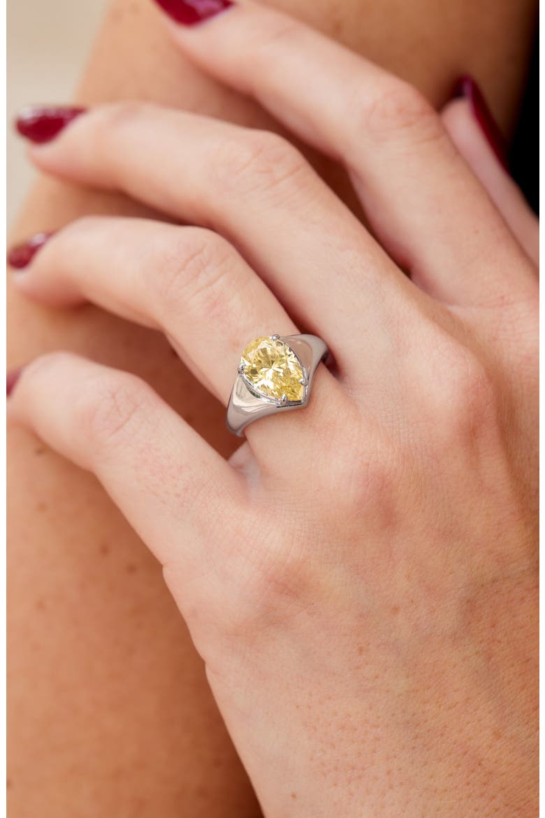 Pear CZ Bold Ring, Alternate, color, WHITE