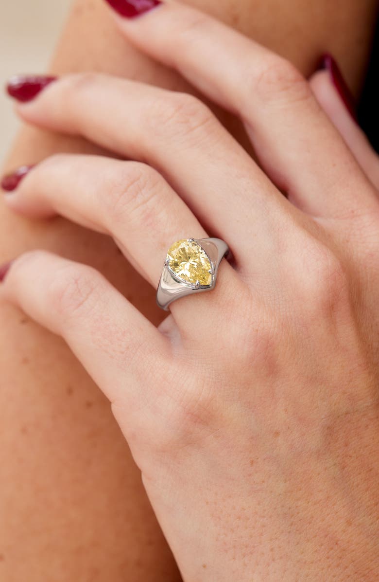 SAVVY CIE JEWELS Pear CZ Bold Ring, Alternate, color, White