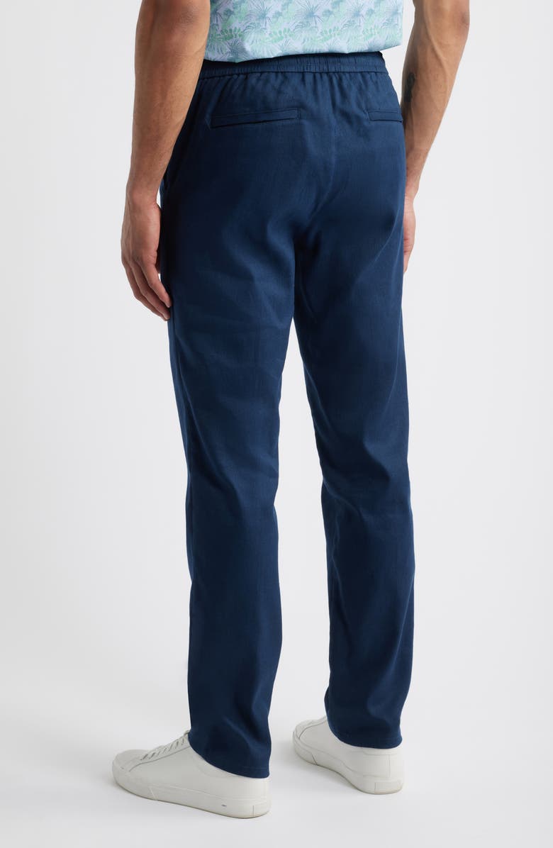 Bugatchi Tristan Stretch Linen & Cotton Drawstring Pants, Alternate, color, Navy