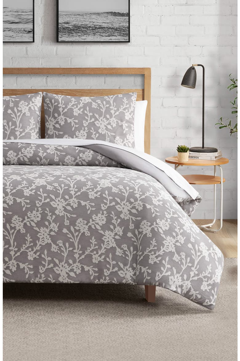 Fiora Floral Duvet Set, Alternate, color, GREY FLORAL