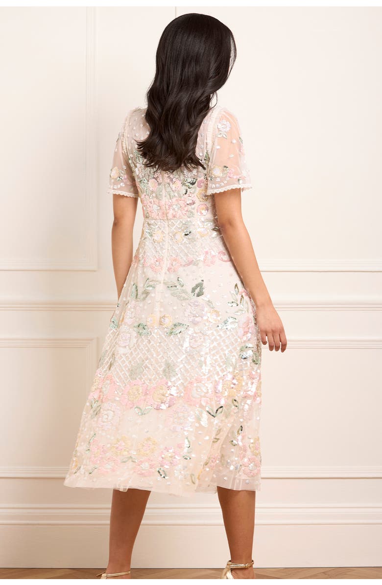 Needle & Thread Rosalie Short Sleeve Ballerina Dress, Alternate, color, Cream