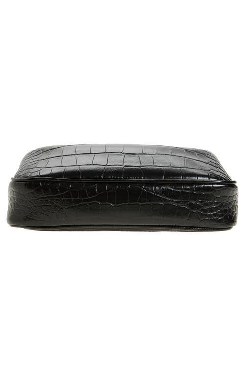Balenciaga Rodeo Sling Croc Embossed Leather Pouchette In Black