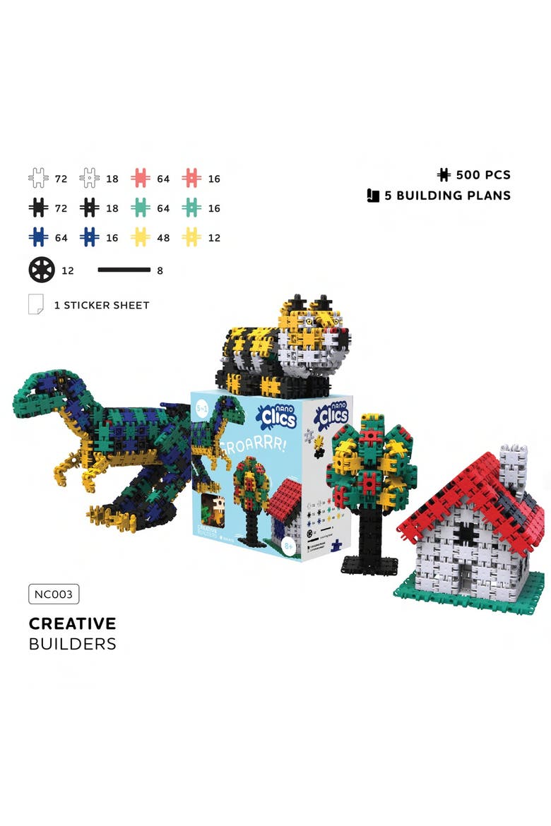 Nano Clics Creative Builders 500, construction toys for children ages 8 and up, creative educational toys in a 500 piece set, building blocks for girls and boys, durable toys, Alternate, color, Multi