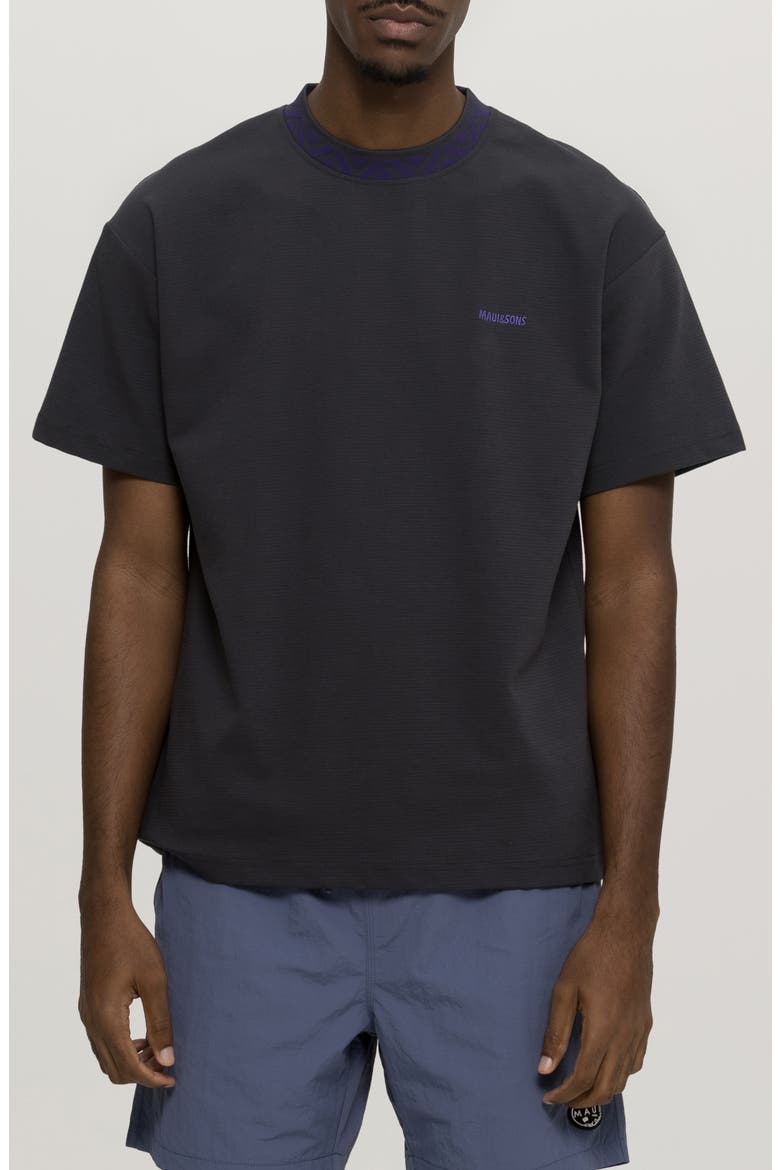 Break Neck Oversize Textured Cotton T-Shirt, Main, color, IRON