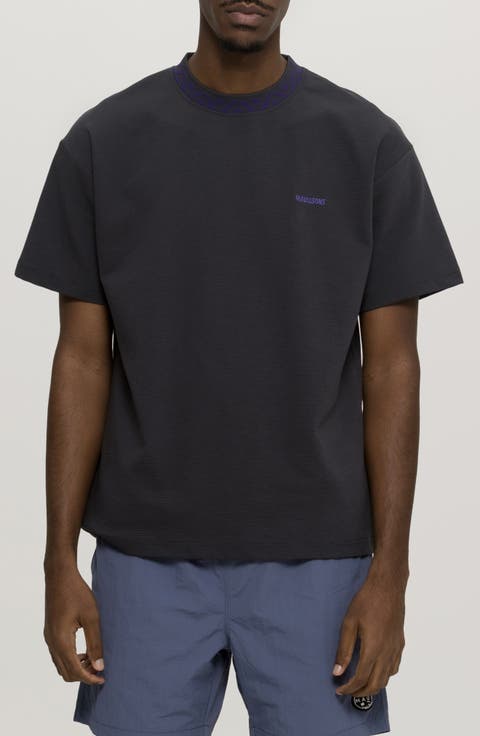 Break Neck Oversize Textured Cotton T-Shirt