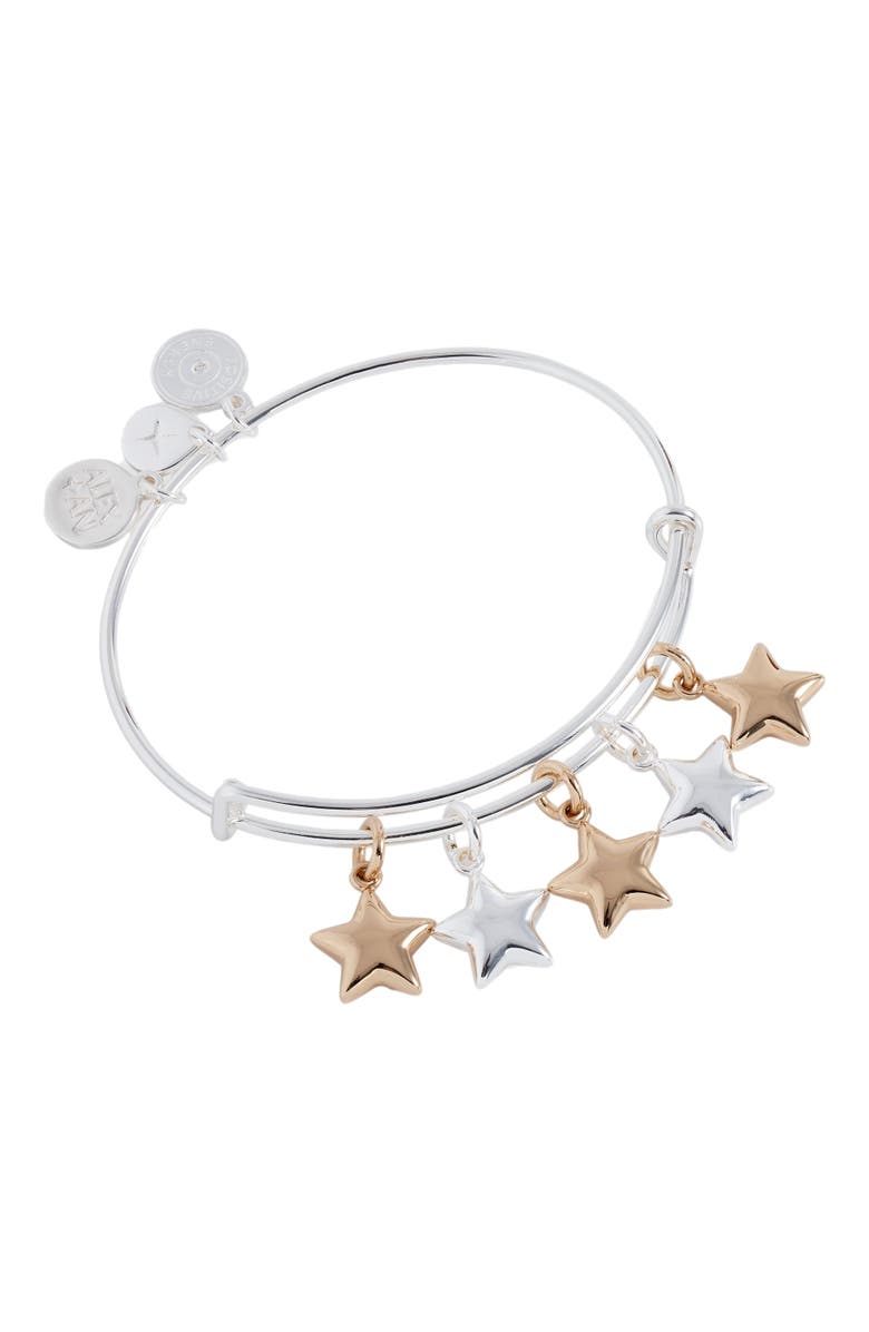 Alex and Ani Puffy Star Multi Charm Bangle Bracelet, Main, color,