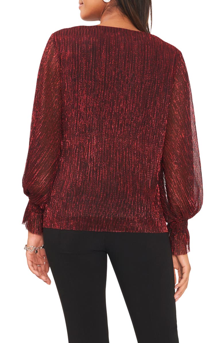 Vince Camuto Smocked Cuff Metallic Top, Alternate, color,