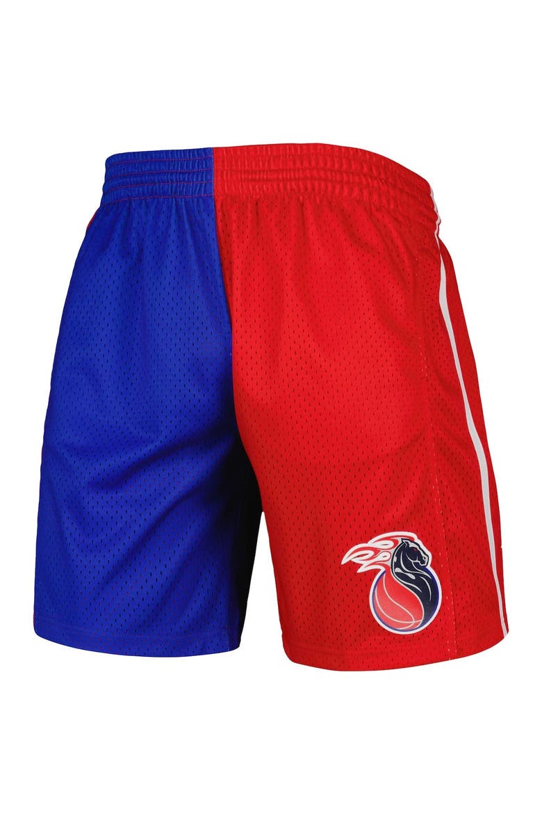 Men's Mitchell & Ness Blue/Red Detroit Pistons Hardwood Classics 2003 Split Swingman Shorts, Alternate, color, Blue