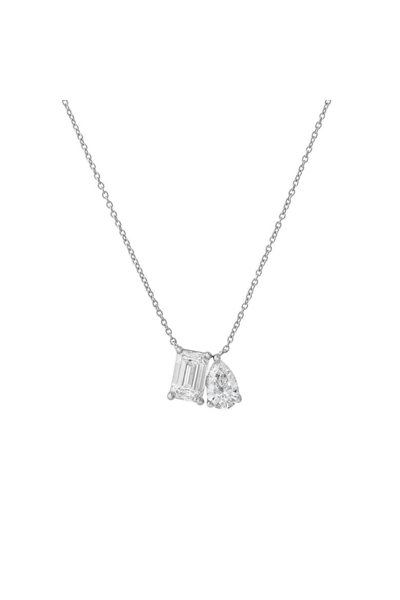 Aurelia 14K Gold Lab Grown Diamond Toi Et Moi Necklace - 1.5 Ct, Main, color, 14K White Gold
