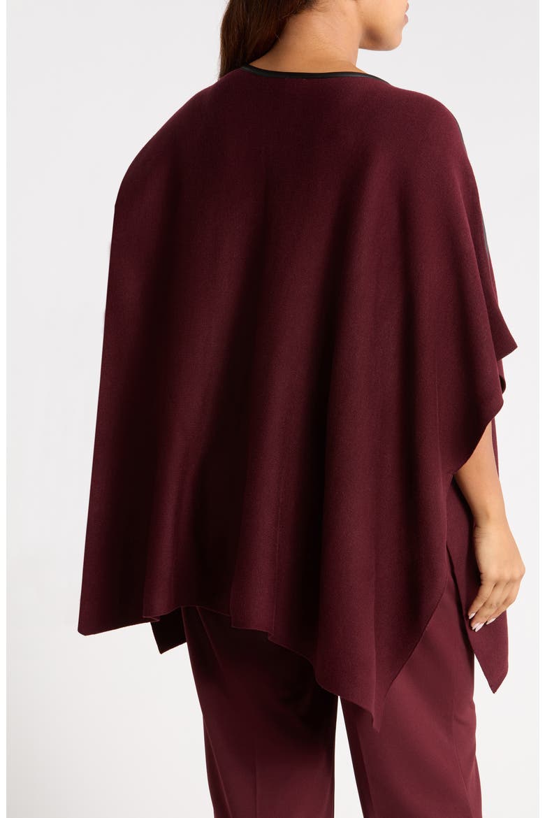 Faux Leather Trim Cape, Alternate, color, BAROLO