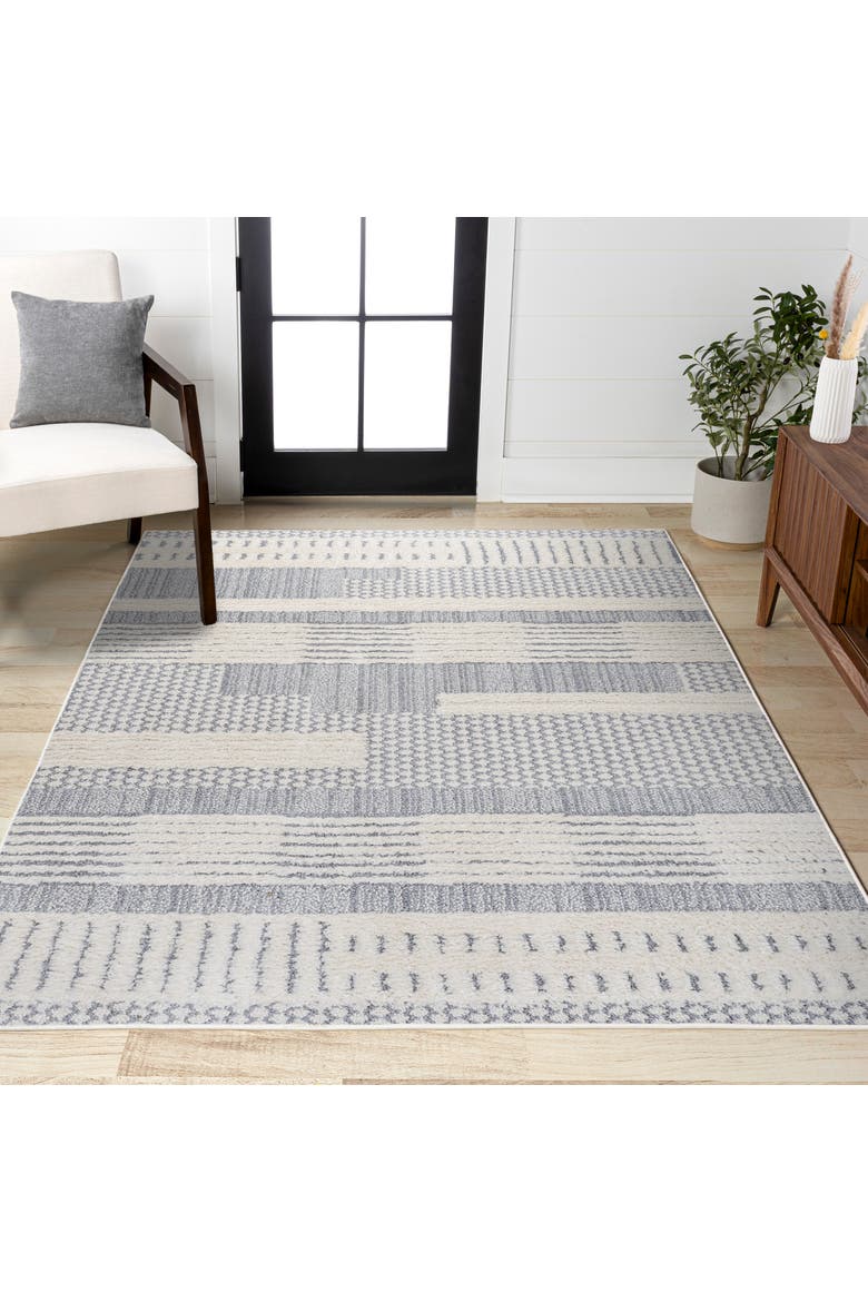 Kerstin Geometric High-Low Area Rug, Alternate, color, Cream/Gray