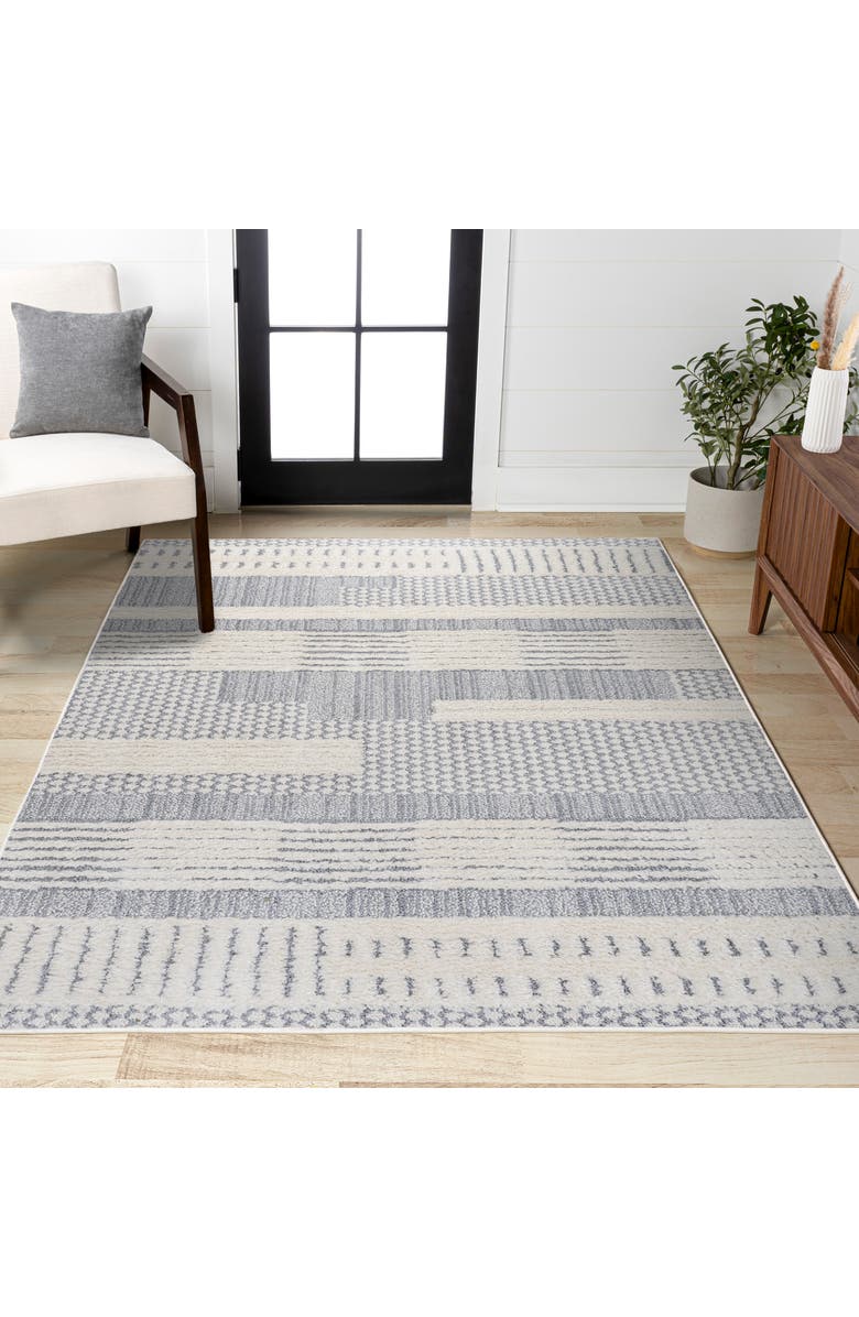 JONATHAN Y Kerstin Geometric High-Low Area Rug, Alternate, color, Cream/Gray