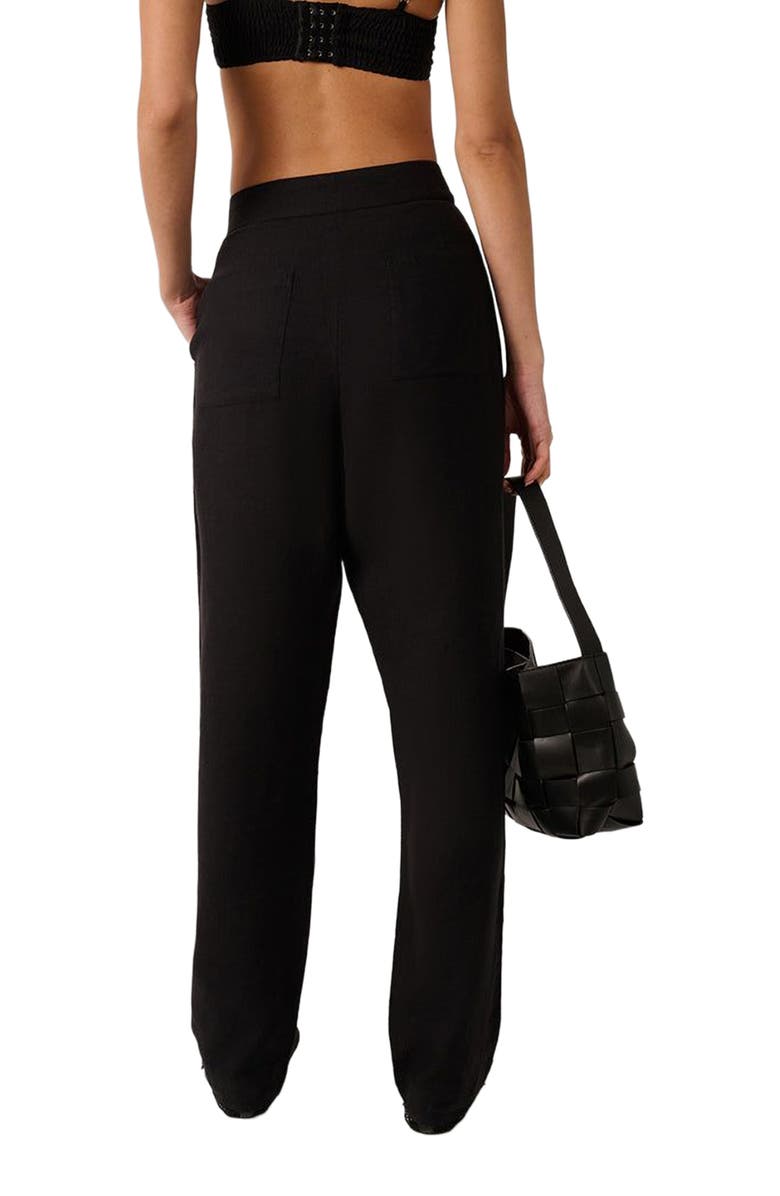 WeWoreWhat Linen Trouser, Alternate, color, Black