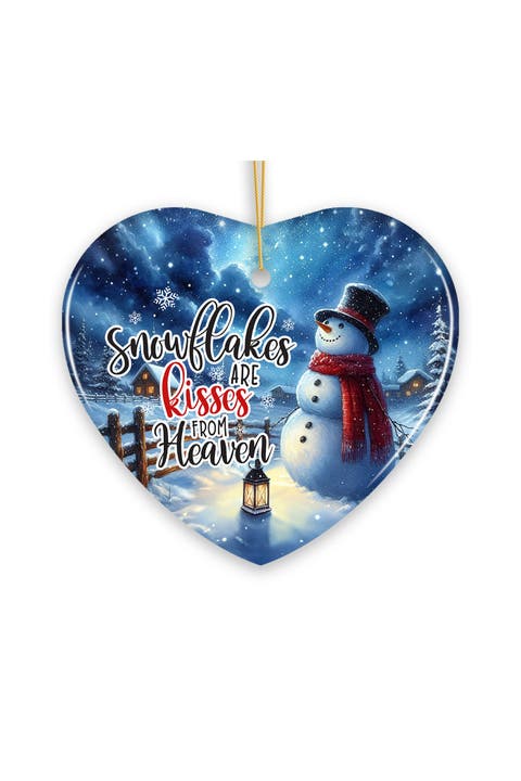 Kisses From Heaven Aurora Snowman Heart Ornament
