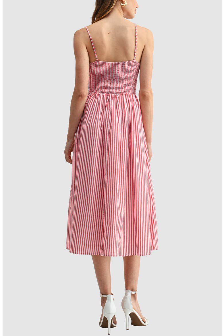 Sweetheart Neck Cotton Fit & Flare Midi Dress, Alternate, color, RED STRIPE