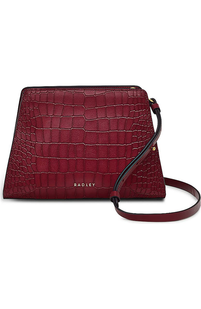 Radley Glasshouse Small Croc Embossed Crossbody Bag, Main, color, Cranberry