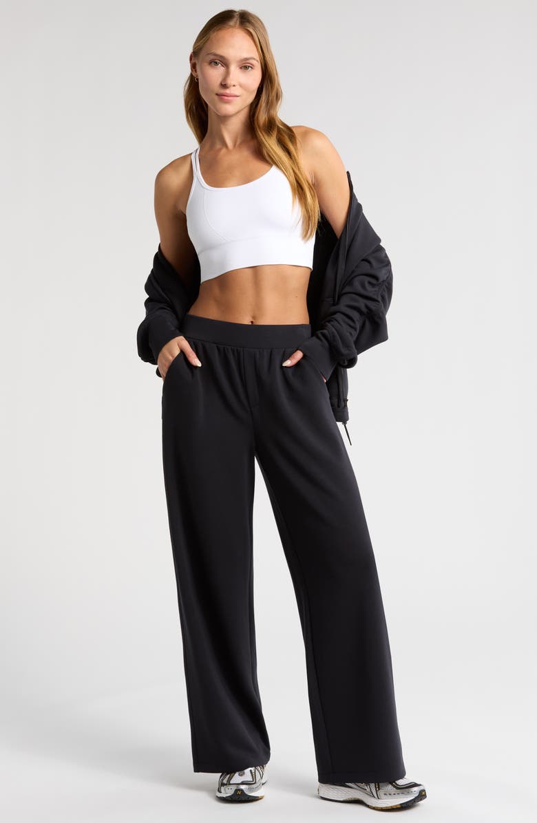 Zella Ultrasoft High Waist Straight Leg Pants, Alternate, color, Black