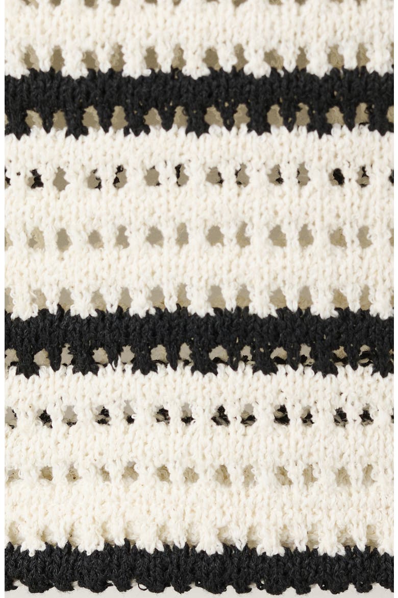 Striped Crochet Knit Polo, Alternate, color, OFF WHITE