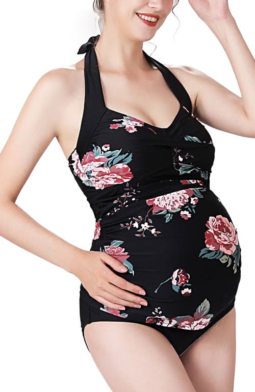 Kimi & Kai Arely Floral Print Upf50+ Two-piece Maternity Swimsuit In Multicolored