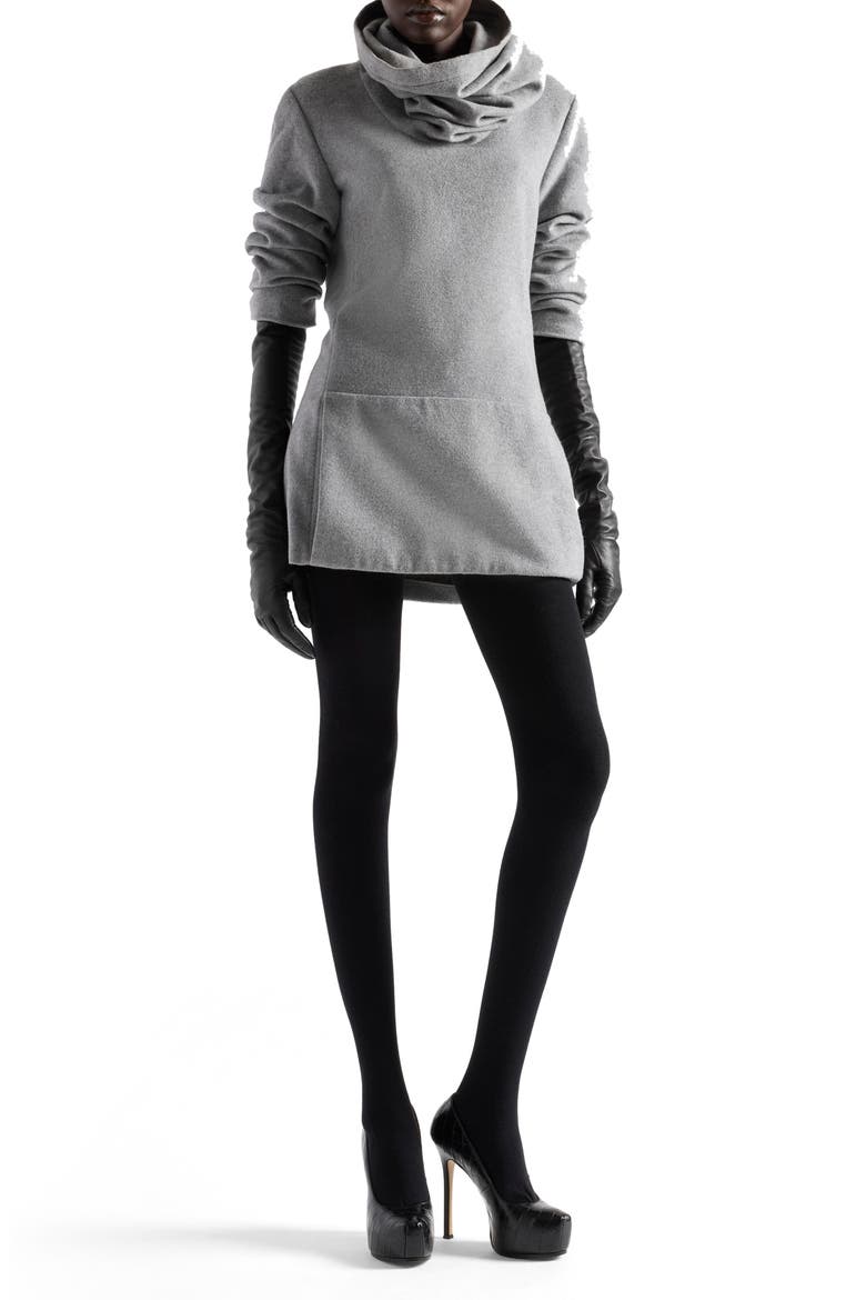 Ruched High Neck Wool Blend Minidress, Main, color, WOOL BLEND SLAT
